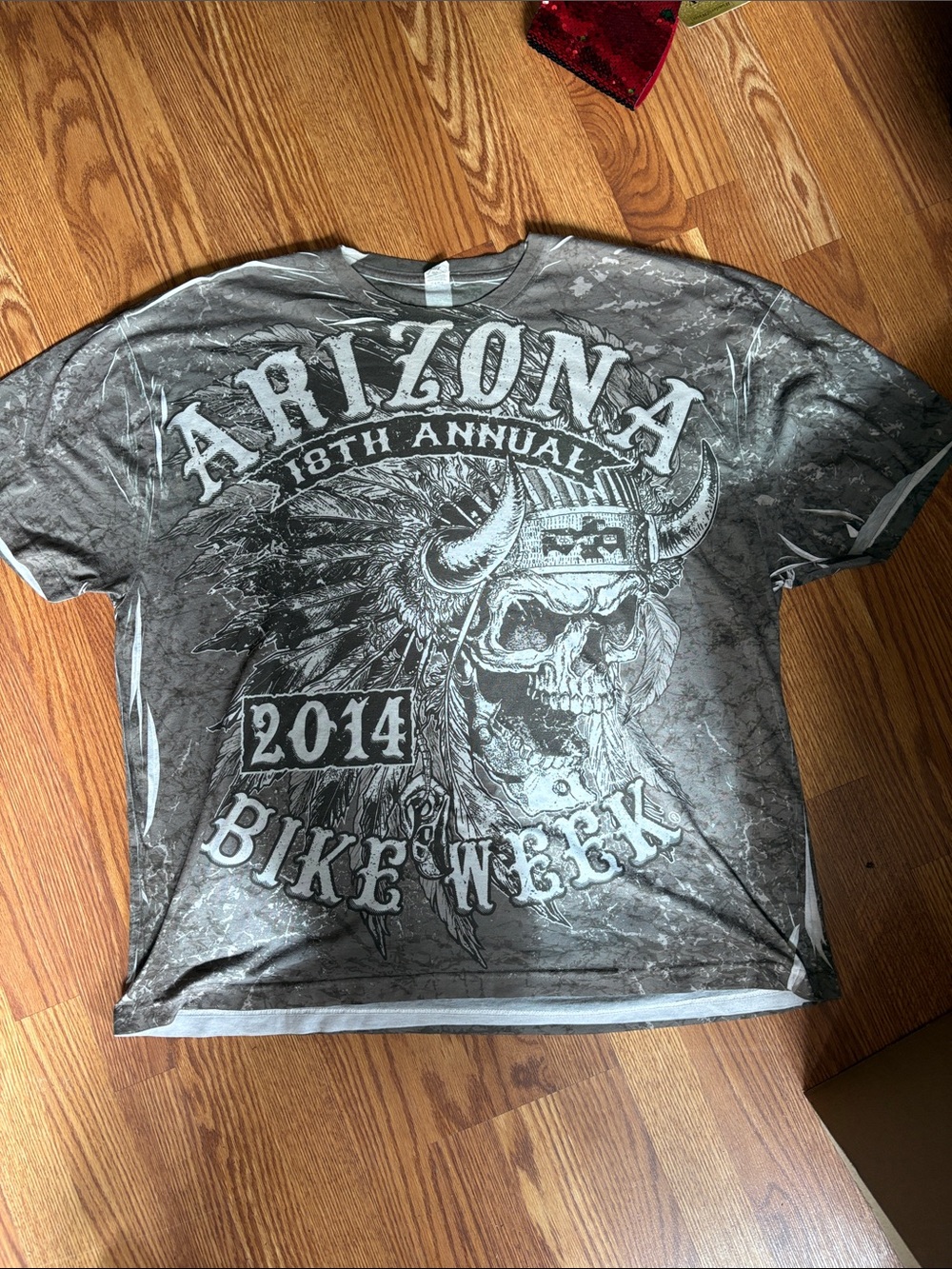 Arizona Bike Week 2014 Graphic Tee - Gray Skull Design